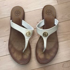White Tory Burch Leather Sandals